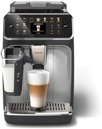 PHILIPS 5400 Series Bean to Cup Coffee Machine – 12 Coffee Varieties, LatteGo Milk Frother, Fastest-to-Clean, Ceramic Grinder, Fully Automatic Espresso & Cappuccino maker – Black, Silver (EP5446/70)