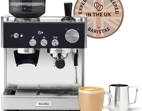 Breville Barista Signature Espresso Machine | Bean to Cup Coffee Maker with Integrated Coffee Grinder & Milk Frother | 15 Bar Italian Pump | Stainless Steel [VCF160]