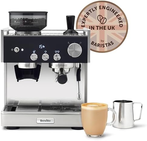 Breville Barista Signature Espresso Machine | Bean to Cup Coffee Maker with Integrated Coffee Grinder & Milk Frother | 15 Bar Italian Pump | Stainless Steel [VCF160]