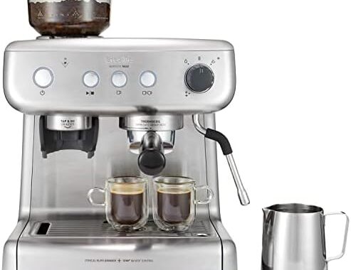 Breville Barista Max Espresso Machine | Latte & Cappuccino Coffee Maker with Integrated Bean Grinder & Steam Wand | 2.8 L Water Tank | 15 Bar Italian Pump | Stainless Steel