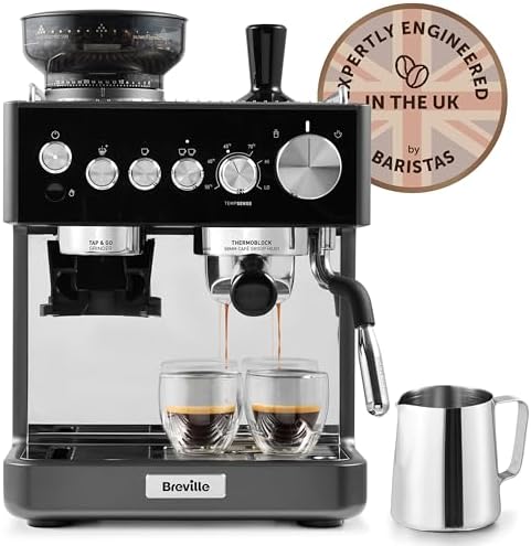 Breville Barista Sense Espresso Machine | Bean to Cup Coffee Maker with Integrated Coffee Grinder & Milk Frother | TempSense Steam Wand | 15 Bar Italian Pump | Black [VCF187]
