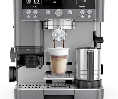 Ninja Luxe Premier 3-in-1 Coffee Machine, Latte, Gun Metal ES601UKGM | Cappuccino, Cold Brew & Espresso Maker With Built in Bean Grinder & Milk Frother, Easy to Use, 4 Automated Froth Presets