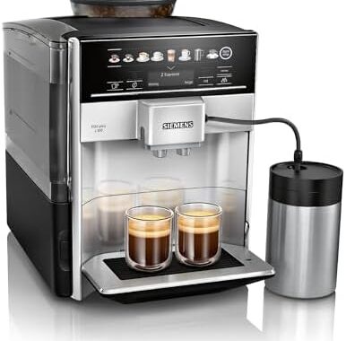 SIEMENS EQ6 plus S300 Bean to Cup Coffee Machine, TE653M11GB, Silver | Fully Automatic, Cappuccinatore milk system, 11 Coffee Beverages including Latte/Cappuccino, LCD Display, 2 Cup Function